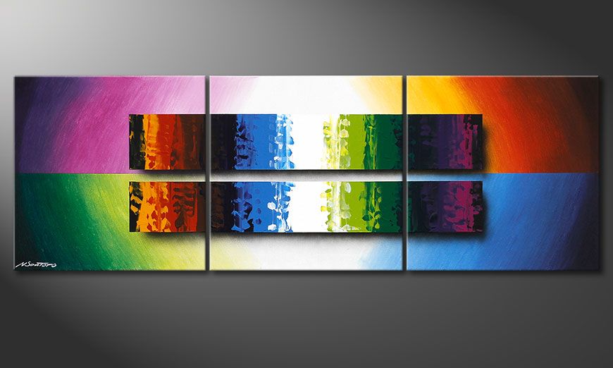 De kleurrijke schilderij Expression of Colours 150x50x2cm