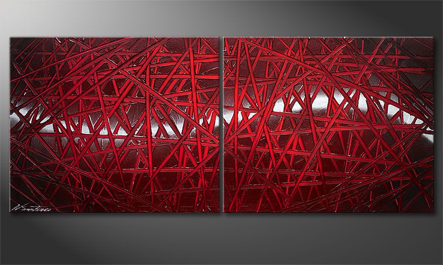 Schilderij modern Red Push 120x50x2cm