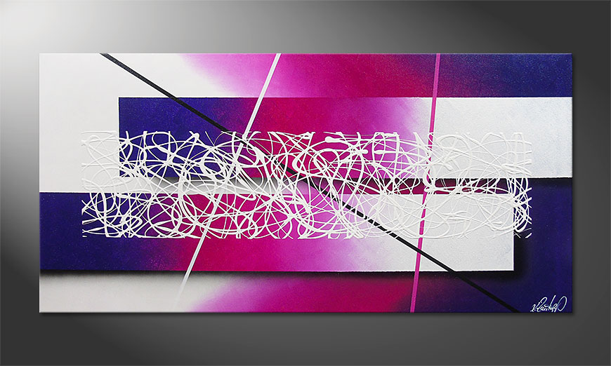 De moderne schilderij Purple Rain 160x60x2cm
