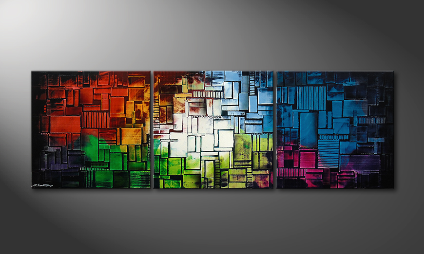 De schilderij Color Cubes210x70x2cm