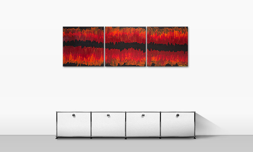 De schilderij Split Red 180x60cm