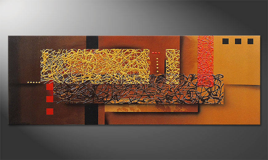 De schilderij Liquid Gold in 150x55cm