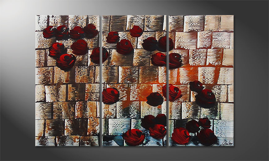De schilderij Storm of Roses 120x80cm
