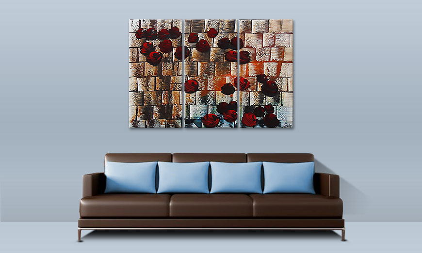 De schilderij Storm of Roses 120x80cm
