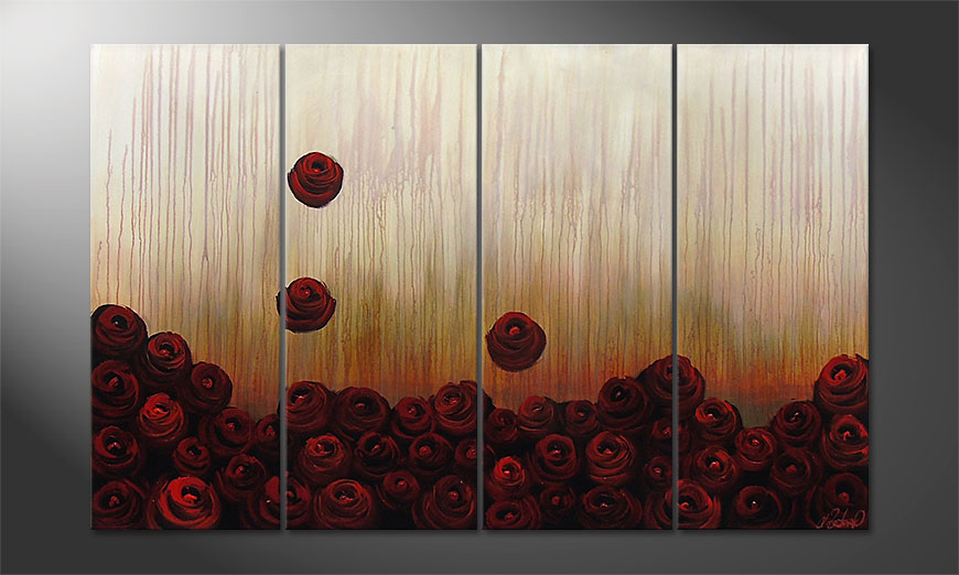 De schilderij Bed of Roses 160x100cm