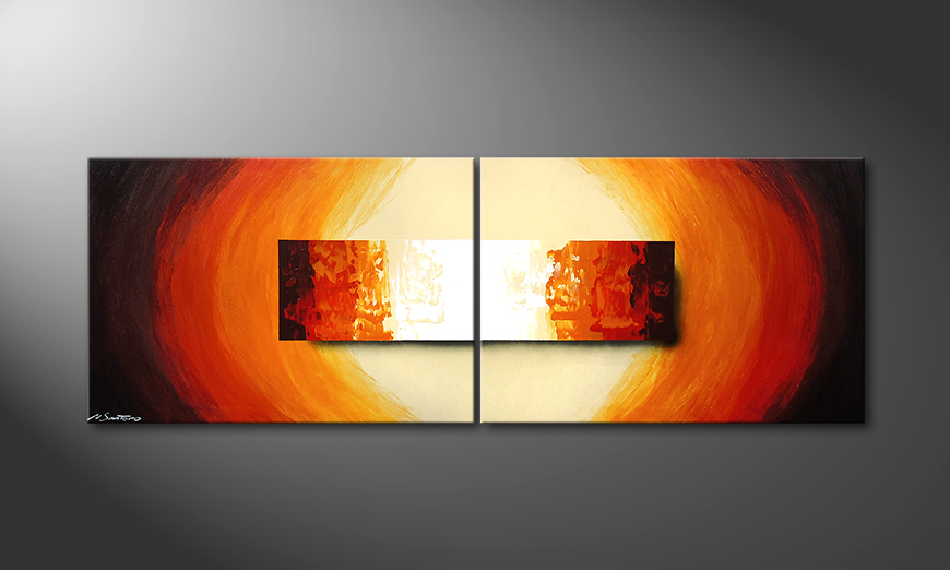 Woonkamer schilderij Aboil Fire 210x70cm