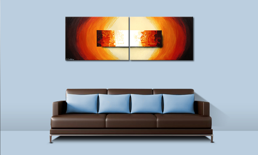 Woonkamer schilderij Aboil Fire 210x70cm