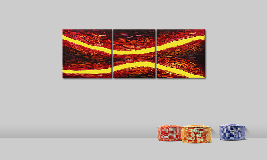 De schilderij Lava Splits 200x70cm