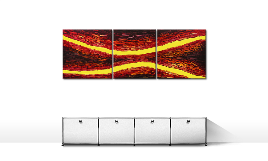 De schilderij Lava Splits 200x70cm