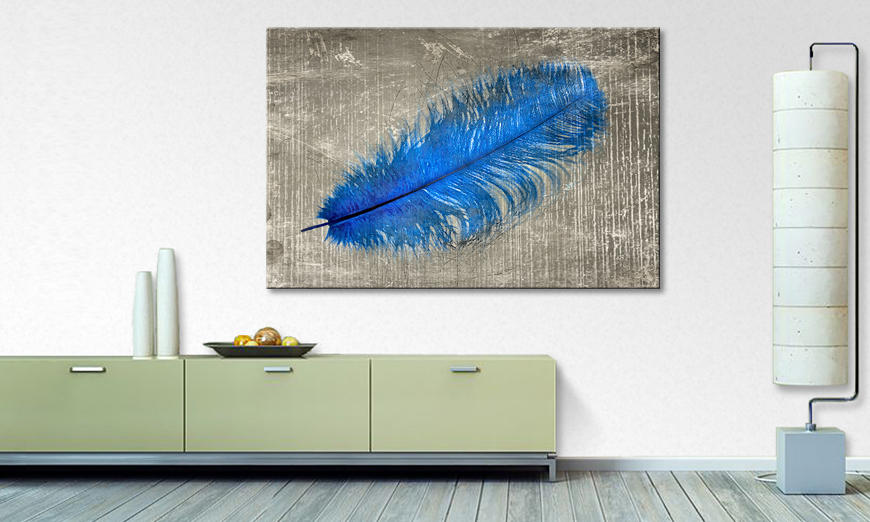 Canvaskunst Feather In Blue