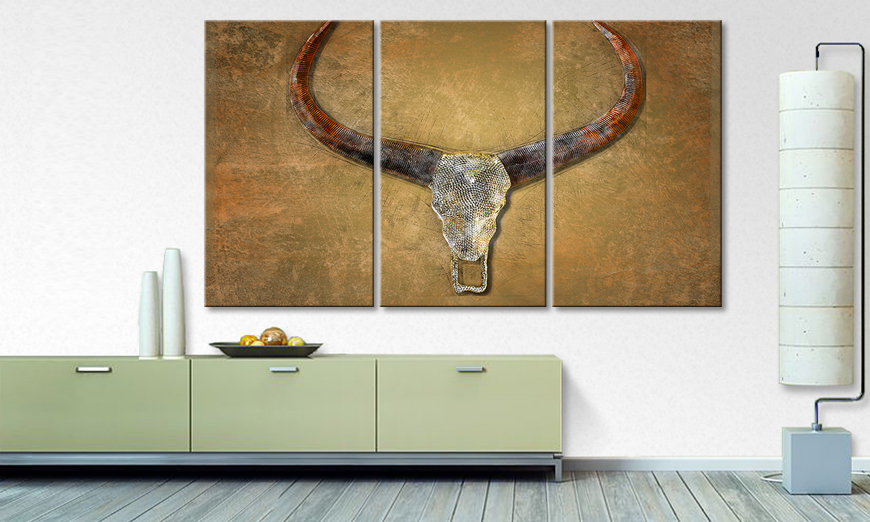 De exclusieve kunstdruk Bull Skull 180x100 cm