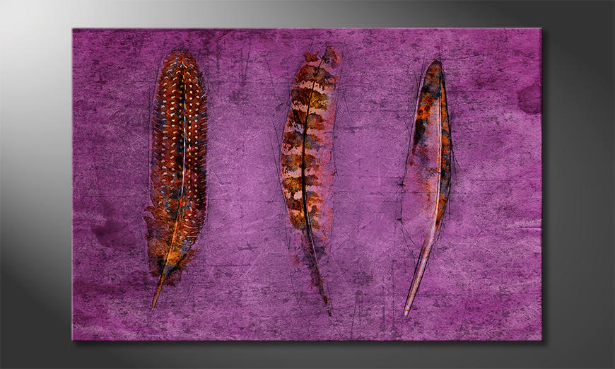 De-exclusieve-kunstdruk-Feathers-and-Purple
