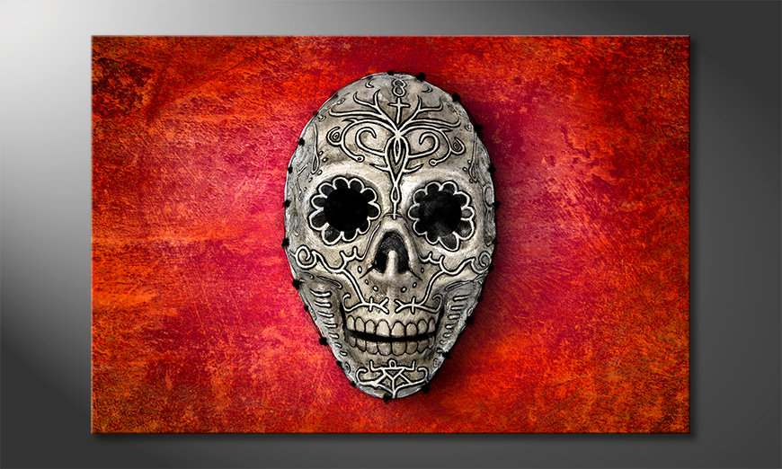 Fine-Art-print-Skull-On-Red