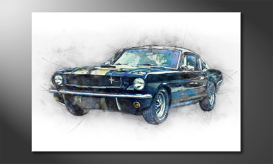 Het foto canvas Black Mustang