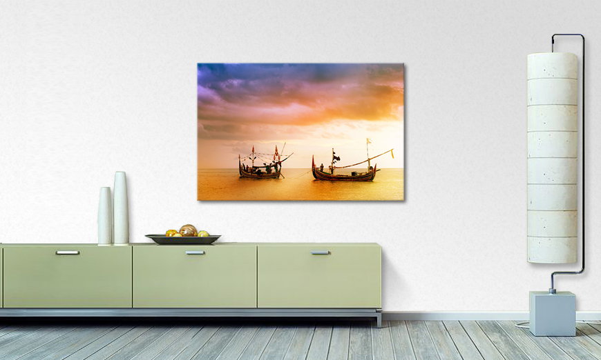 Het foto canvas Fishing Boats