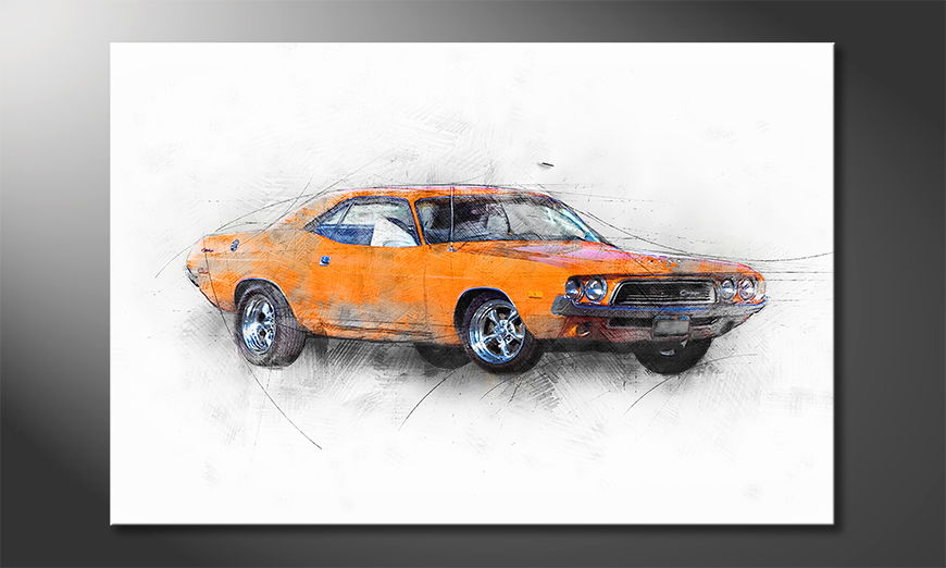 Het foto canvas Orange Muscle Car