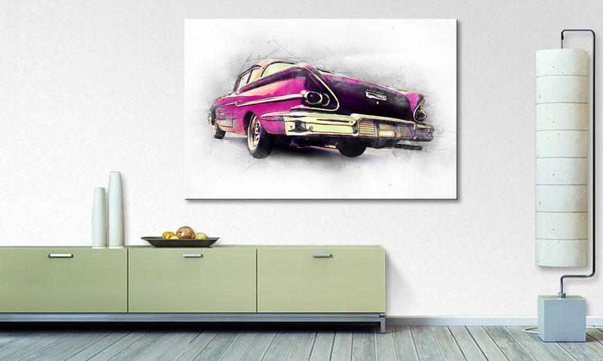 Het foto canvas Pink Chevrolet