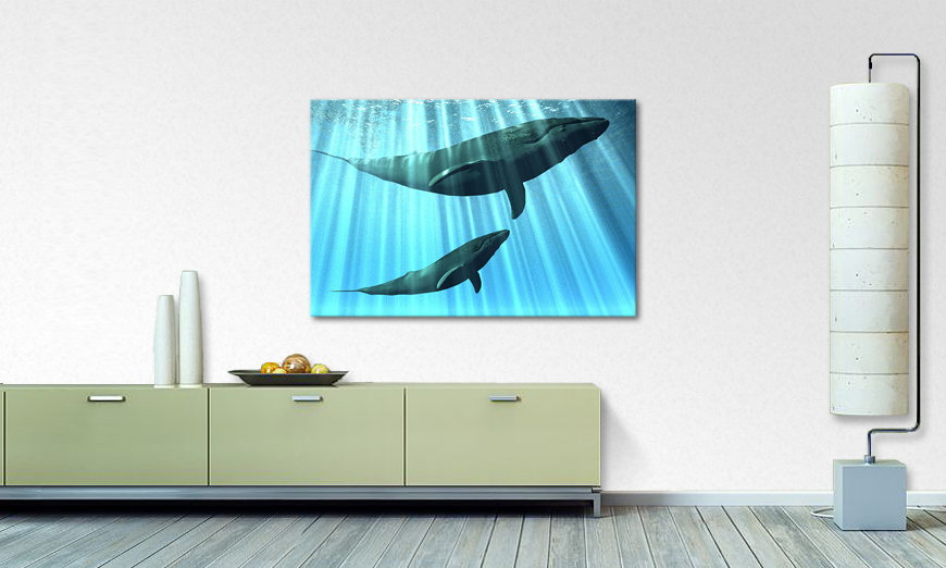 Het foto canvas Whales
