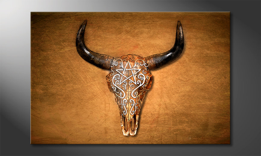 Het-gedrukte-beeld-Bison-Skull