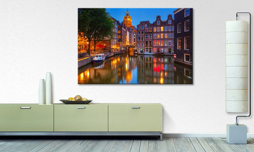 Het gedrukte beeld Canal in Amsterdam