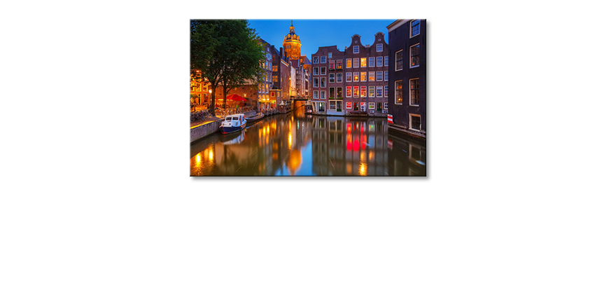 Het-gedrukte-beeld-Canal-in-Amsterdam