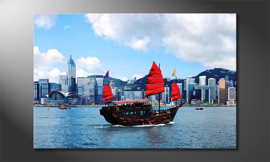 Het-gedrukte-beeld-Hongkong-Boat