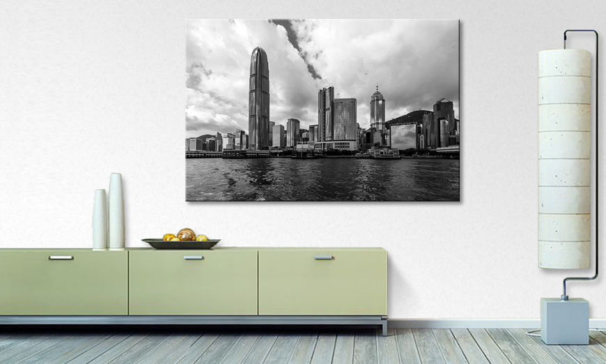 Het gedrukte beeld Hongkong Skyline
