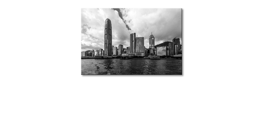 Het-gedrukte-beeld-Hongkong-Skyline