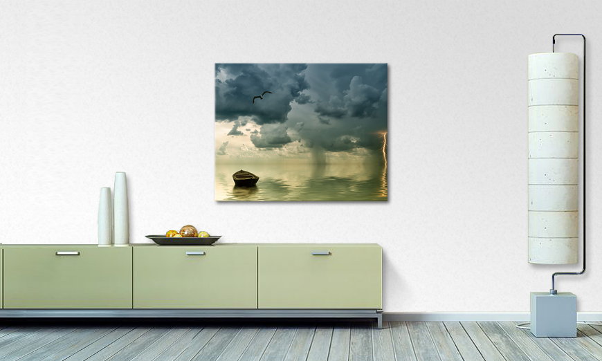 Het gedrukte beeld The Lonely Boat 100x80 cm