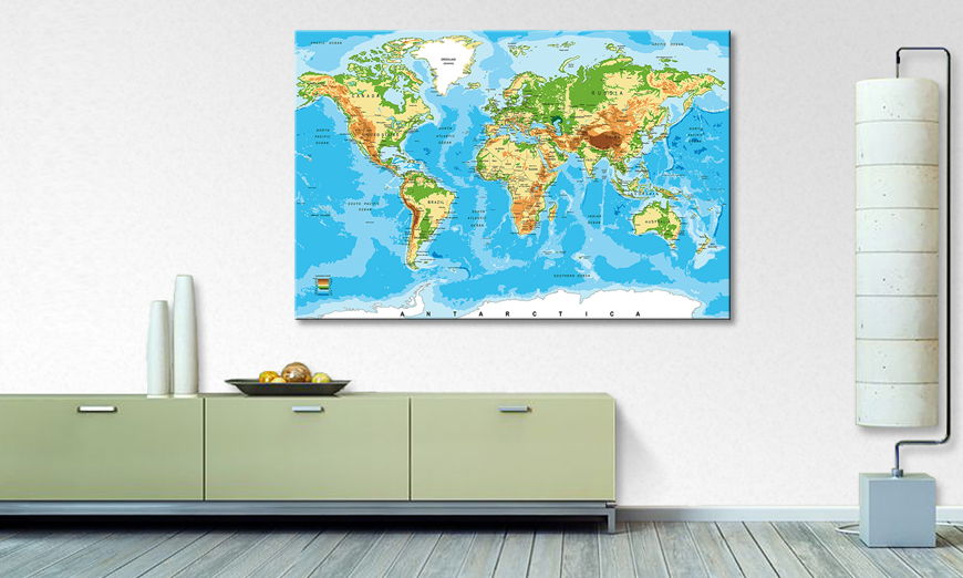 Het gedrukte beeld World Map New Look 120x80 cm