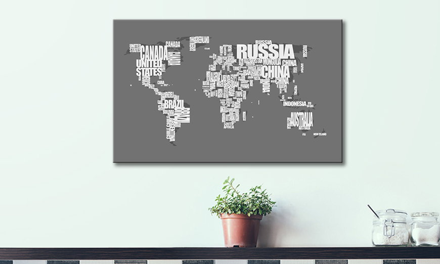 Het gedrukte beeld Worldmap 11 80x50 cm