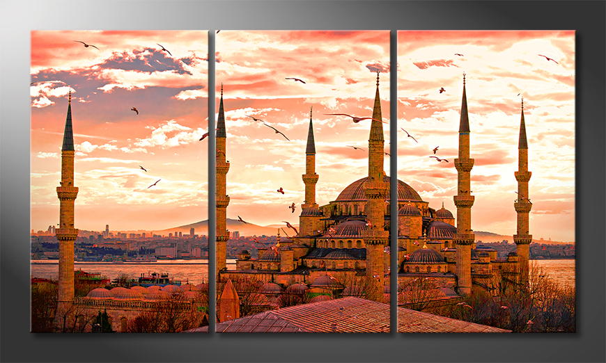 Modern-canvas-afdrukken-Blue-Mosque-180x100-cm