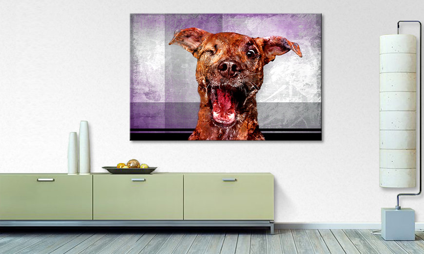 Modern canvas afdrukken Happy Dog 120x80 cm