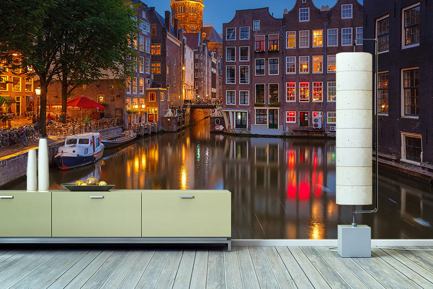 Dynamiek Parana rivier Intens Vlies foto-behang Canal in Amsterdam