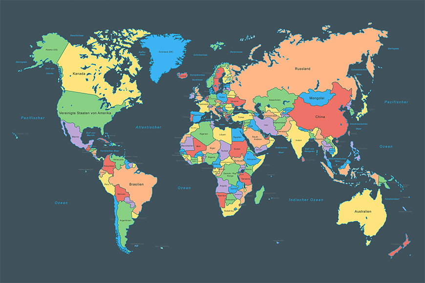Vlies fotobehang Colorful Map vanaf 120x80cm