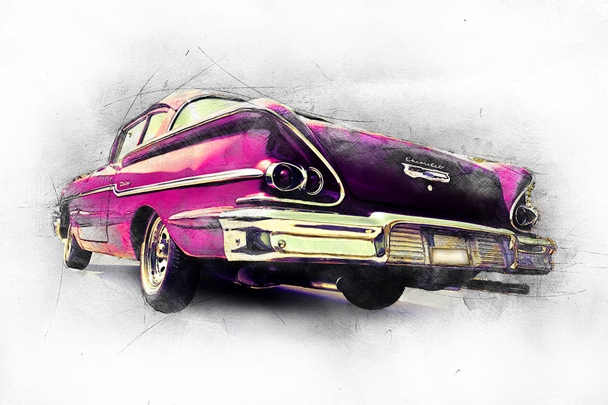 Vlies fotobehang Pink Chevrolet