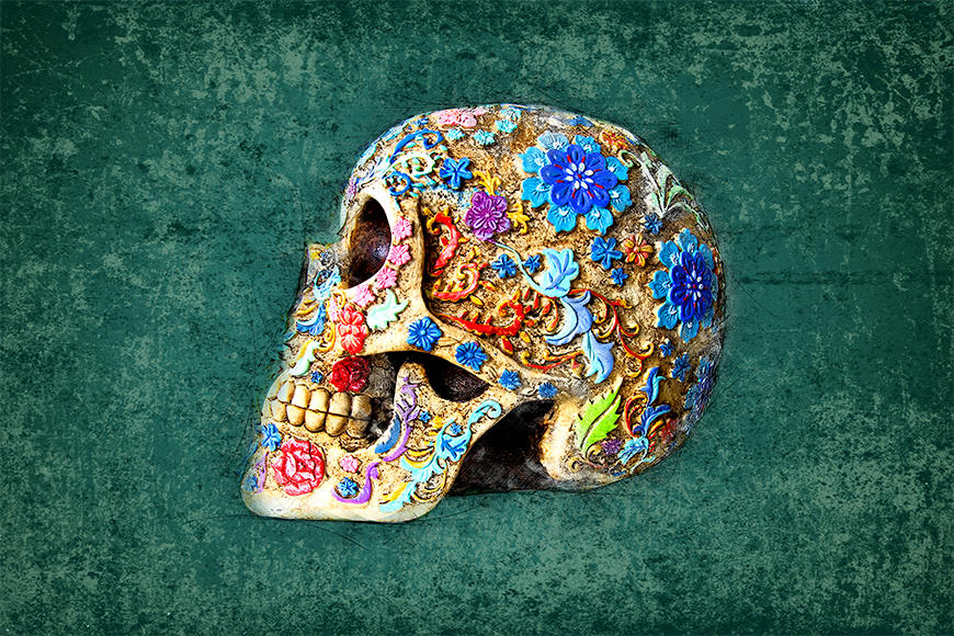 Vliesbehang Colorful Skull