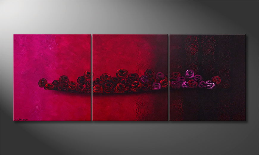 De schilderij Bed Of Roses 210x80cm