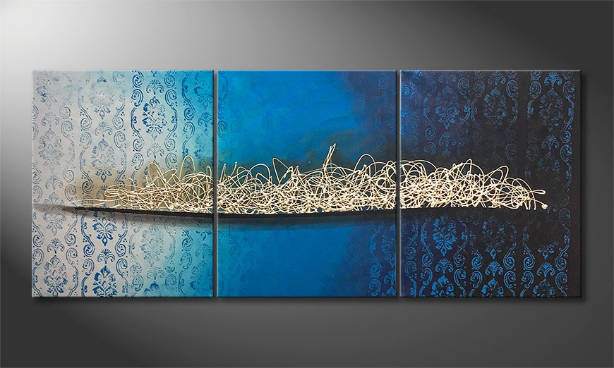 De schilderij Blue Memories 150x60cm