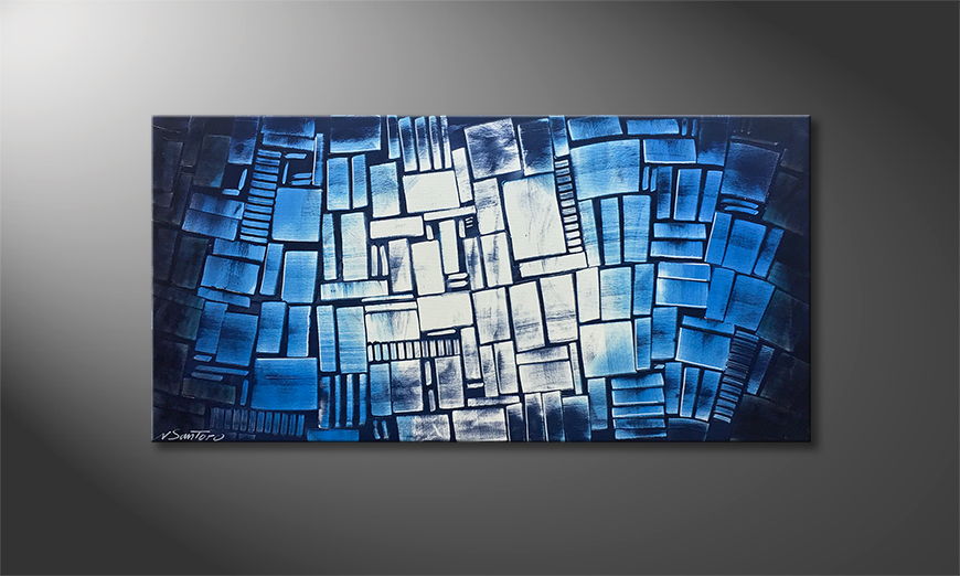 De schilderij Blue Moon 120x60cm