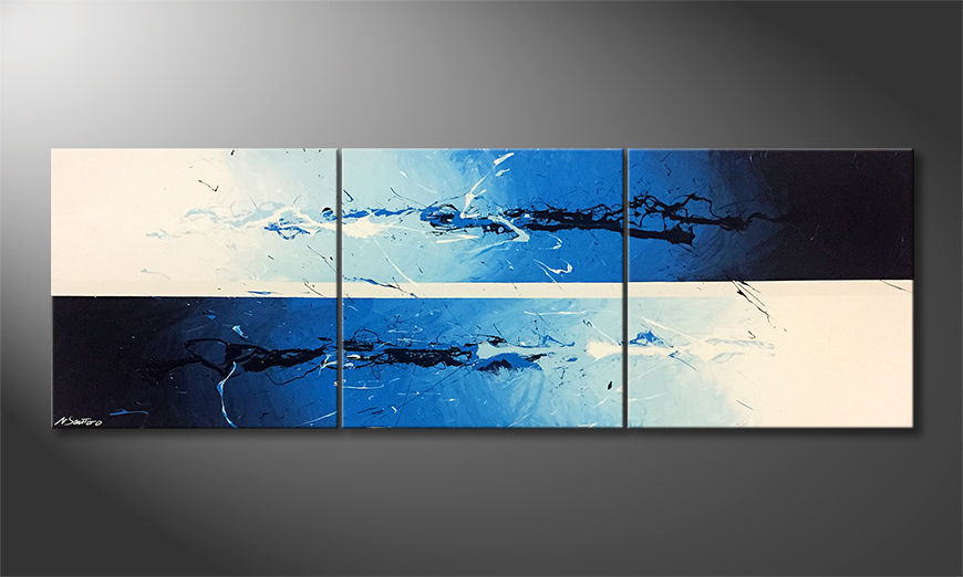 De schilderij Blue Stream 210x70cm