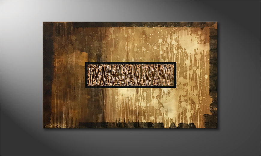 De schilderij Copper Rain 120x75cm