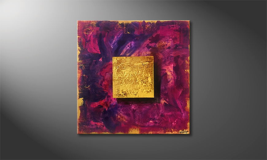 De schilderij Gold Berry 70x70cm