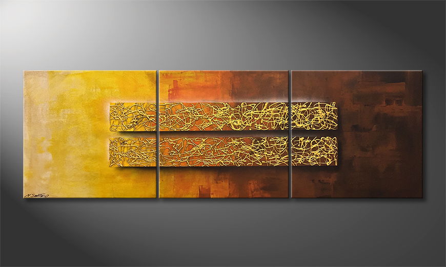 De schilderij Golden Afterglow 210x70cm