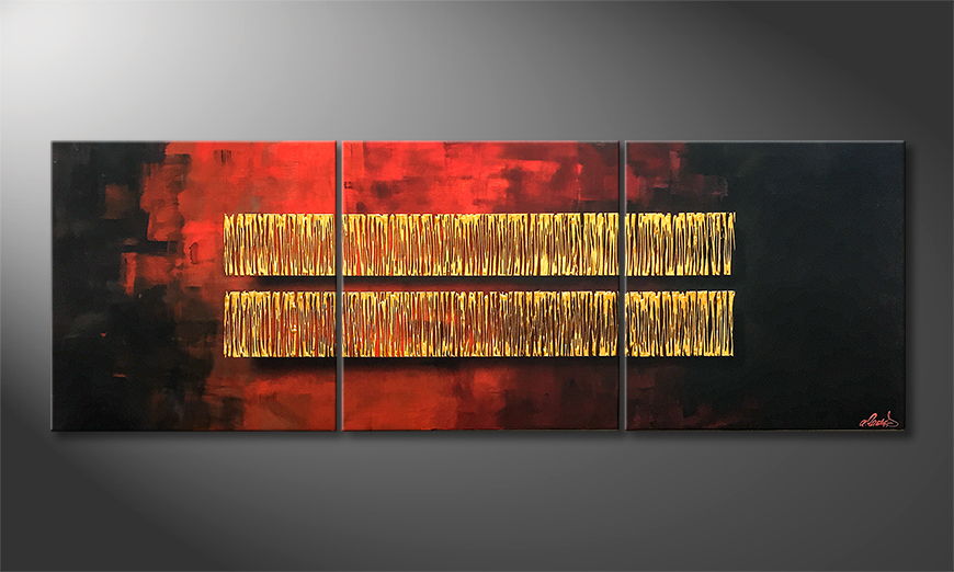 De schilderij Golden Bars 210x70cm