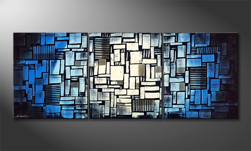 De schilderij Ice Cube 210x70cm