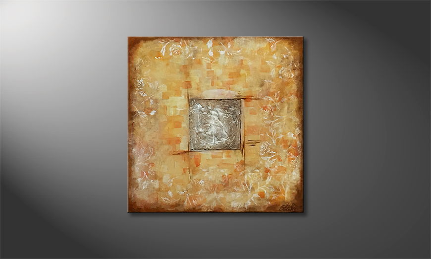 De schilderij Lost Fragment 70x70cm