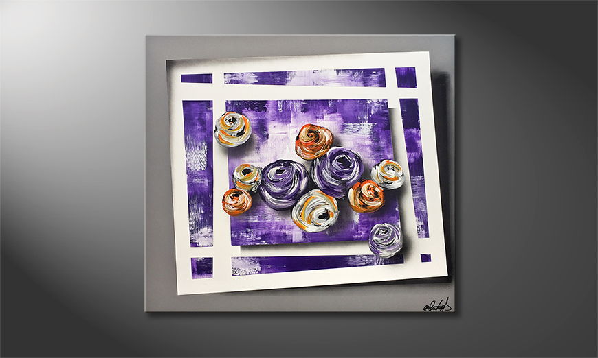 De schilderij Purple Roses 90x80cm