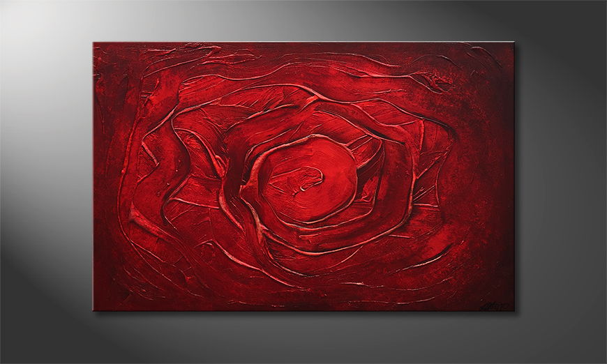 De schilderij Red Rose 120x80cm