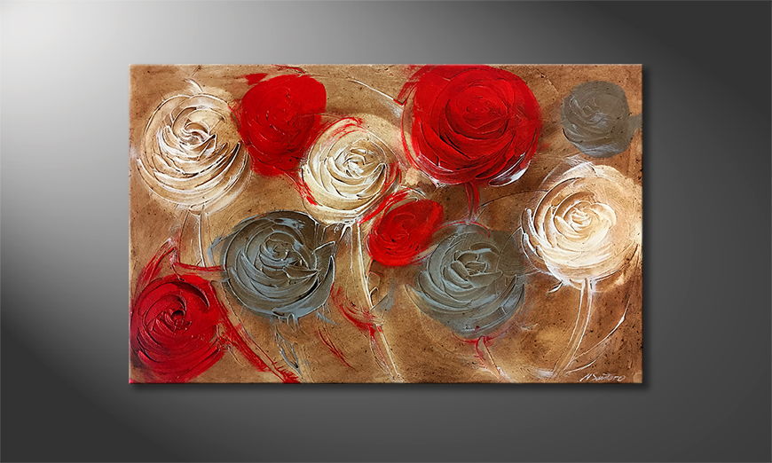 De schilderij Wasteland Roses 120x75cm